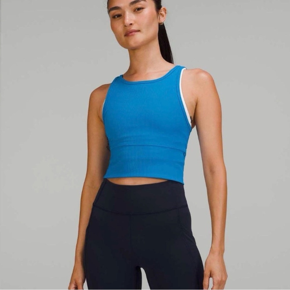 Lululemon power pivot ribbed tank top poolside size 8